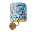 QAZQA, Vintage Wandlampe Gold mit Schmetterling Veloursschirm - Matt