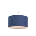 QAZQA, Moderne Pendelleuchte schwarz mit antikblauem Lampenschirm 50 cm - Combi 1