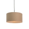 QAZQA, Ländliche Hängelampe schwarz mit beigem Schirm 50 cm - Combi 1
