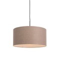 QAZQA, Ländliche Hängelampe schwarz mit braunem Schirm 50 cm - Combi 1
