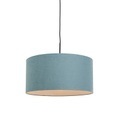 QAZQA, Hängelampe schwarz mit blauem Schirm 50 cm - Combi 1