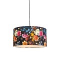 QAZQA, Romantische Hängelampe schwarz mit Blumenschirm 50 cm - Combi 1