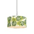 QAZQA, Botanische Hängelampe schwarz mit Blattschirm 50cm - Combi 1