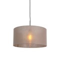 QAZQA, Ländliche Hängelampe schwarz mit taupe Schirm 50 cm - Combi 1