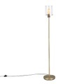 QAZQA, Moderne Stehlampe Gold mit Glas - Kuppel