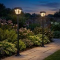Lunartec, Lunartec 2er-Set Hybrid Solar-LED-Wegeleuchte mit optional. Netzbetrieb