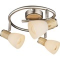 Globo, GLOBO GYLFI Strahler nickel matt, Holz, Glas opal, Glas gestreift, D:250, H:155, exkl.