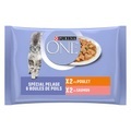 Purina One, Sparpaket Purina ONE Junior 12 x 85 g - Coat & Hairball Huhn und Lachs
