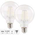Luminea, Luminea 2er Pack LED-Filament-Birne, E27, A++, 6 W, 806 lm, 360°