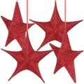 Britesta, Britesta 4er-Set faltbare Weihnachtssterne zum Aufhängen, rot glitzernd, Ø 40cm