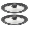 Rosenstein & Söhne, Rosenstein & Söhne 2er-Set Universal-Silikonrand-Glasdeckel für Ø 20 - 24 cm