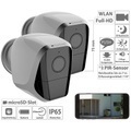 VisorTech, VisorTech 2er-Set Full-HD-IP-Überwachungskameras mit App und Akku-Betrieb, IP65