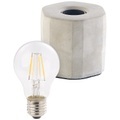Lunartec, Lunartec Dekorative Beton-Tischleuchte mit  LED-Filament-Birne, A+, E27