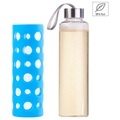 Pearl, Pearl Trinkflasche aus Borosilikat-Glas, blaue Silikonhülle, 550ml, BPA-frei