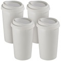 Rosenstein & Söhne, Rosenstein & Söhne 4 Coffee-to-go-Becher aus Keramik, Silikondeckel, 250 ml, doppelwandig
