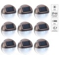 Lunartec, Lunartec 9er-Set Solar-LED-Zaunleuchte für Hauswand & Treppe, Lichtsensor, IP44