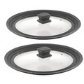 Rosenstein & Söhne, Rosenstein & Söhne 2er-Set Universal-Glasdeckel mit Silikonrand (24 - 28 cm)
