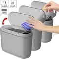 Infactory, 3er-Set Design-Abfalleimer mit Hand-Bewegungs-Sensor, je 2 l, grau