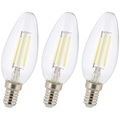 Luminea, Luminea 3er-Set LED-Filament-Kerzen, B35, E14, 470 Lumen, 4 Watt, 6500 K