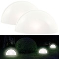 Lunartec, Lunartec 2er-Set Solar-Leuchthalbkugel mit weissen LEDs & Dämmerungsautomatik