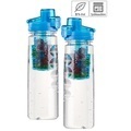Rosenstein & Söhne, Rosenstein & Söhne 2er-Set Tritan-Trinkflaschen mit Fruchtbehälter, BPA-frei, 800ml, blau