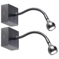 Lunartec, Lunartec 2er-Set LED-Bett- & Lese-Leuchten mit Schwanenhals, Wandmontage, 1W