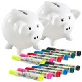 Playtastic, Playtastic 2er-Set Porzellan-Sparschwein zum Selbergestalten
