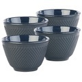 Rosenstein & Söhne, Rosenstein & Söhne 4er-Set asiatische Teebecher aus Gusseisen und Emaille, schwarz
