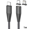 Callstel, "xMagnetisches USB-C-Schnell-Ladekabel auf Typ C & Lightning, 1 m, 3 A / Ladekabel"