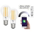 Luminea Home Control, Luminea Home Control LED-Filament-Lampe, komp. zu Amazon Alexa / GA, 2700 K 2er-Set