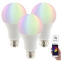 Luminea Home Control, Luminea Home Control 3er-Set WLAN-LED-Lampen, Amazon Alexa & Google Assistant komp., E27