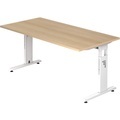 Hammerbacher, Hammerbacher Höhenverstellbarer Schreibtisch VOS16/E/W Eiche, Weiß 1.600 x 800 x 650 mm