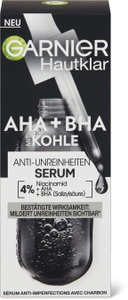 Garnier, Hautklar Anti-unreinheiten Serum Mit Kohle Und 4% Niacinamid + Aha + Bha (salizylsäure) Damen 30ml, Garnier Serum gegen Hautunreinheiten