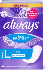 Always, Always Slipeinlagen Daily Protect Long ohne Duft Big Pack (48 Stk), Always Daily Protect Slipeinlagen