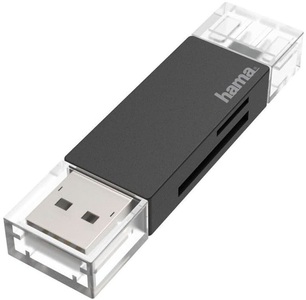 HAMA, Hama USB-Kartenleser Otg Usb-A + Usb-C USB 3.0 SD/microSD Adapter, HAMA 00200127 - Kartenleser (Schwarz)