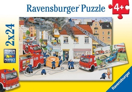 Ravensburger, RAVENSBURGER Puzzle 2x12 Teile Bei der Feuerwehr, Ravensburger Puzzle »Bei der Feuerwehr«, (24 tlg.)
