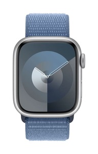Apple, APPLE Watch Series 9 (GPS + Cellular, Alu) 41 mm - Smartwatch (Stufenlos verstellbar, Textil (Carbon Neutral), Silber/Winterblau), Apple Smartwatch »Series 9, GPS, Aluminium-Gehäuse mit Sport Loop Armband«, Watch OS 10, 64 GB,)