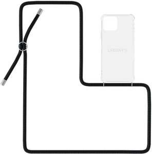 Urbany's, Urbany's - (130cm) iPhone 13 Night Owl Necklace Hybrid Hülle Air Cushion Fallschutz + Handykette (PN-TS-I2021-NOS) - Transparent / Schwarz, 