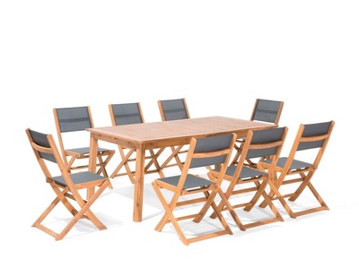 Beliani, Beliani Gartenmöbel Set Holz 8-Sizer Textilene dunkelgrau CESANA, 
