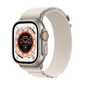 Apple, APPLE Watch Ultra (GPS + Cellular) 49 mm - Smartwatch (Small 130 - 160 mm, Zwei Gewebeschichten, Titanium/Starlight), Apple Watch Ultra 49mm Cellular Titanium Starlight Alpine Small