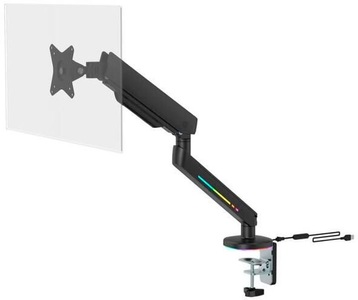 Deltaco, DELTACO GAM-134 - Einzelner Monitorarm (Schwarz), DELTACO GAMING RGB Single 1fach Monitor-Tischhalterung 43,2 cm (17) - 81,3 cm (32) Schwarz Neigbar, Schwenkbar, Drehbar