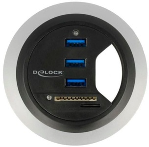 Delock, Tisch-Hub 3 Port USB 3.0, Kartenleser, Tisch-Hub 3 Port USB 3.0, Kartenleser