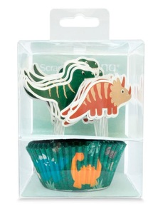 Scrap Cooking, 24 Cupcakesförmchen u. 24 Cake Toppers Dino, 24 Cupcakesförmchen u. 24 Cake Toppers Dino