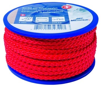 MEISTER, Meister Kordel aus Polypropylen, Meister Kordel Ø 4 mm, 15 m, 270 kg, Rot
