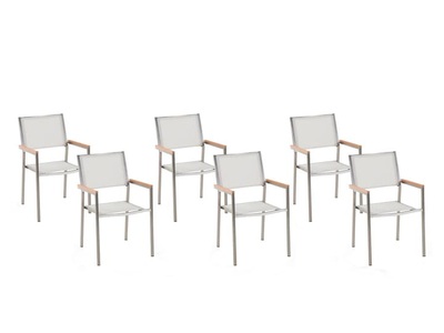 undefined, GROSSETO Gartenstuhl Set, Beliani - Gartenstuhl 6er Set aus Edelstahl Industriell GROSSETO, One Size, Weiss Bunt