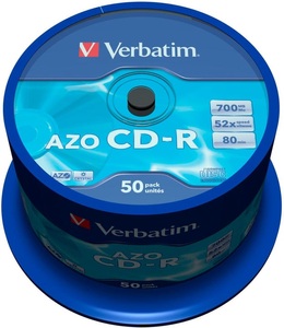 Verbatim, Verbatim 43343 CD-R Rohling 700 MB 50 St. Spindel, Verbatim CD-R, 700MB, 80MIN, 52x, 43343, (50er Spindel)
