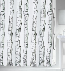 Spirella, SPIRELLA Duschvorhang TEXTIL, Spirella Polyester WOOD Duschvorhang 180x200cm Weiss