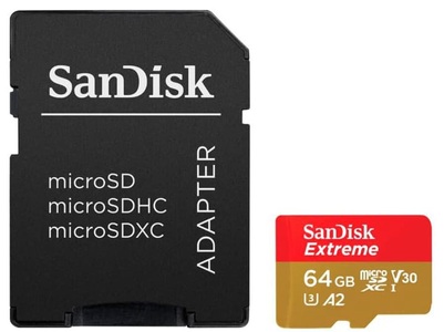 undefined, SanDisk Extreme 64 GB MicroSDXC UHS-I Klasse 10, SanDisk Extreme microSDXC-Karte 64 GB Class 10 UHS-I stoßsicher, Wasserdicht