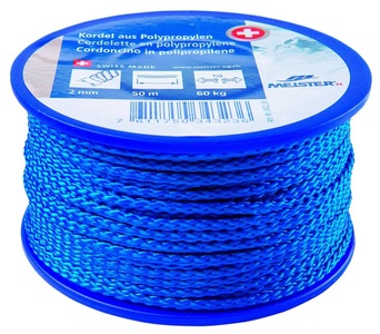 MEISTER, Meister Kordel aus Polypropylen, Meister Kordel Ø 2 mm, 50 m, 60 kg, Blau