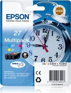 Epson, Epson T2705 Multipack Tintenpatrone, Epson Tintenpatrone, blau/gelb/rot, Multipack, T270540, (300 Seiten)